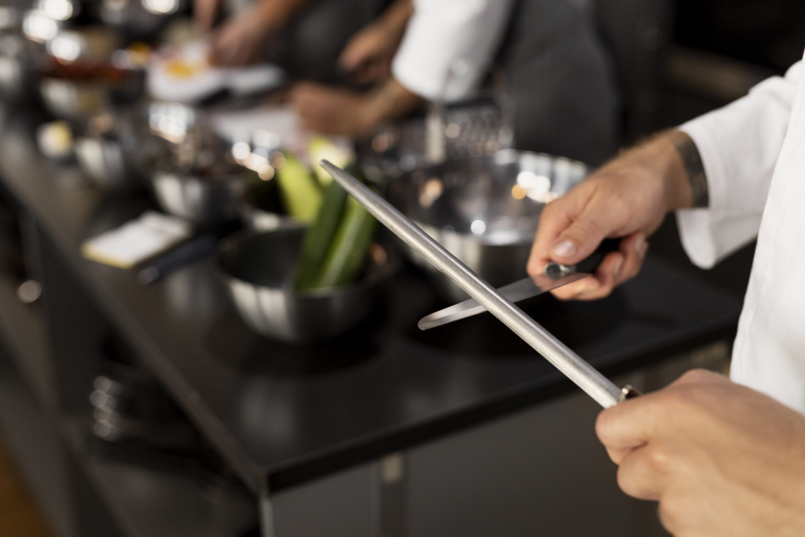 Home chef working together professional kitchen